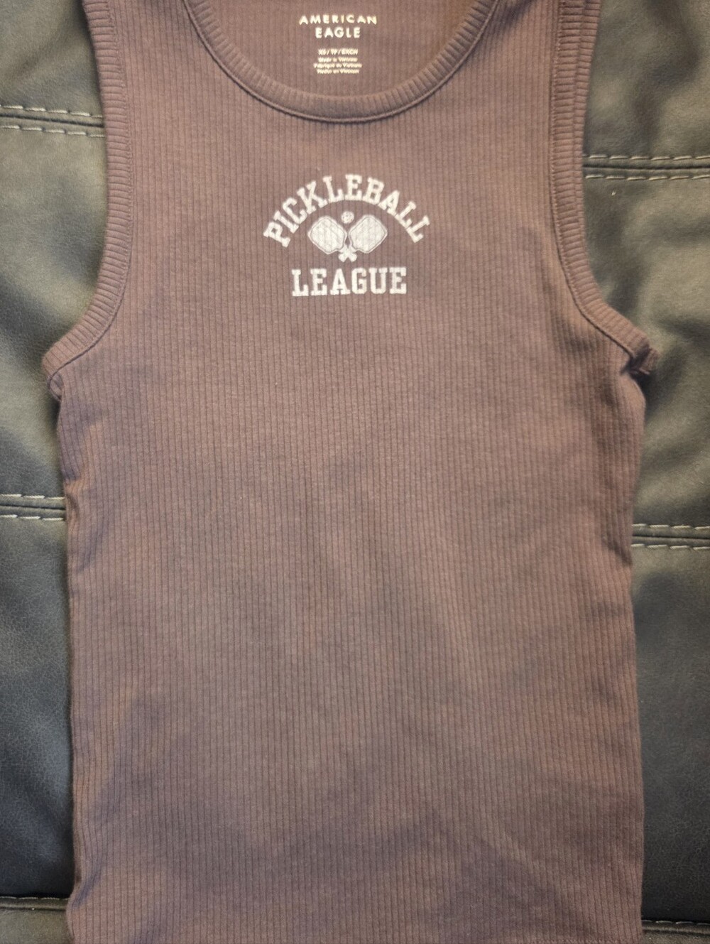 American Eagle Outfitters Kids "Pickleball League" Ribbed Tank Top - Brown